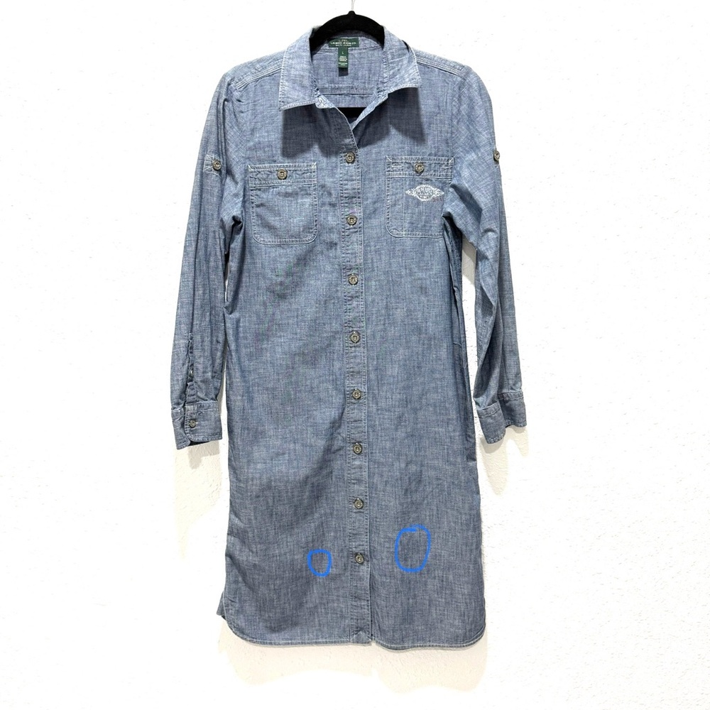 Ralph Lauren Blue Chambray Midi Dress